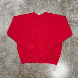 Vintage 80s Tultex Red Faded Raglan Sleeve Blank Cotton Crewneck Size M